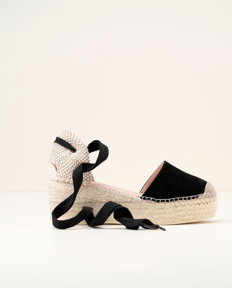 Alpargatas de cuña de mujer con plataforma elaborada en ante