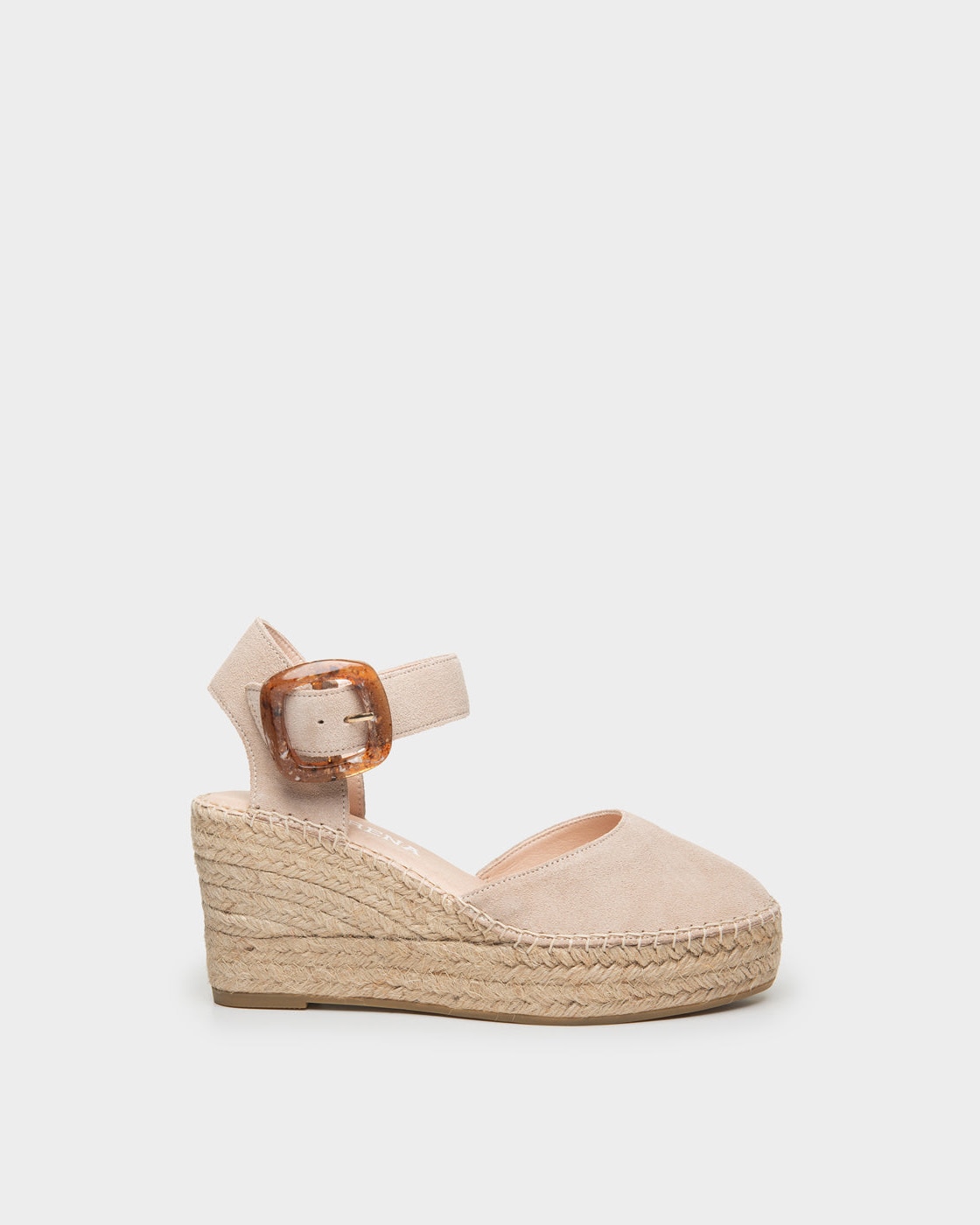 Alpargata de cuña de esparto en serraje - Macarena - Beige Beige-3
