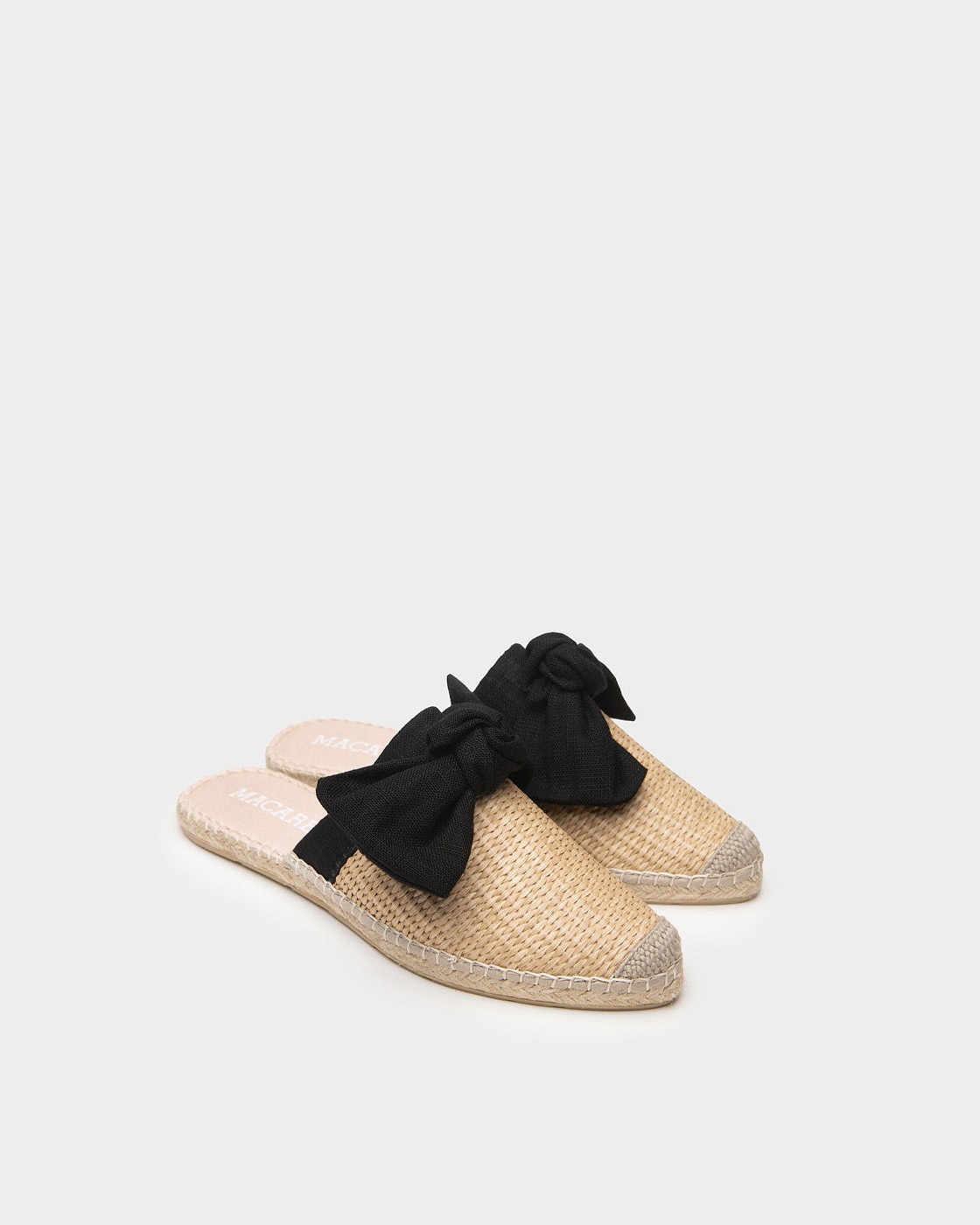 Alpargatas planas de esparto estilo babucha en rafia con lazo - Macarena - Beige Beige-2