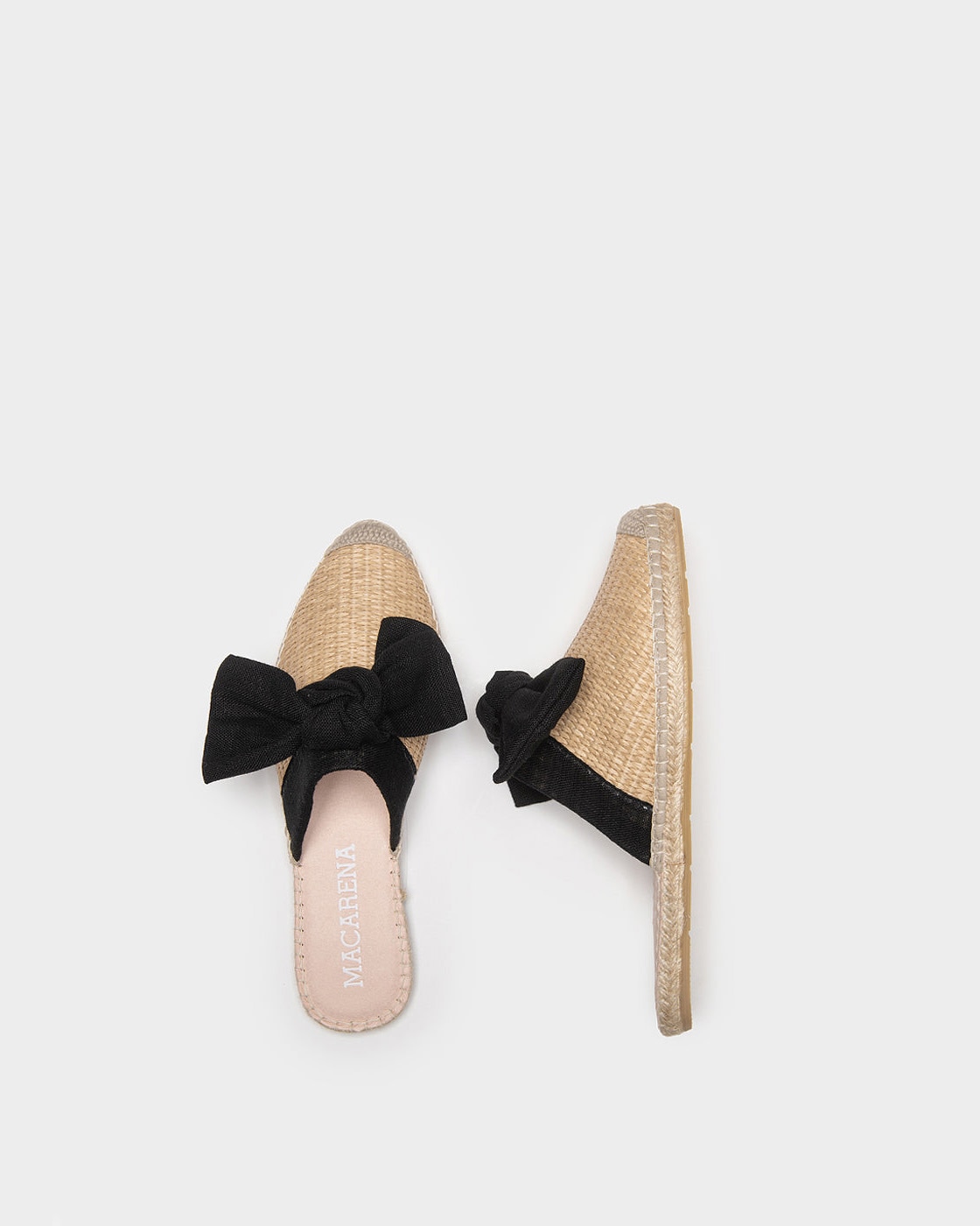 Alpargatas planas de esparto estilo babucha en rafia con lazo - Macarena - Beige Beige-4