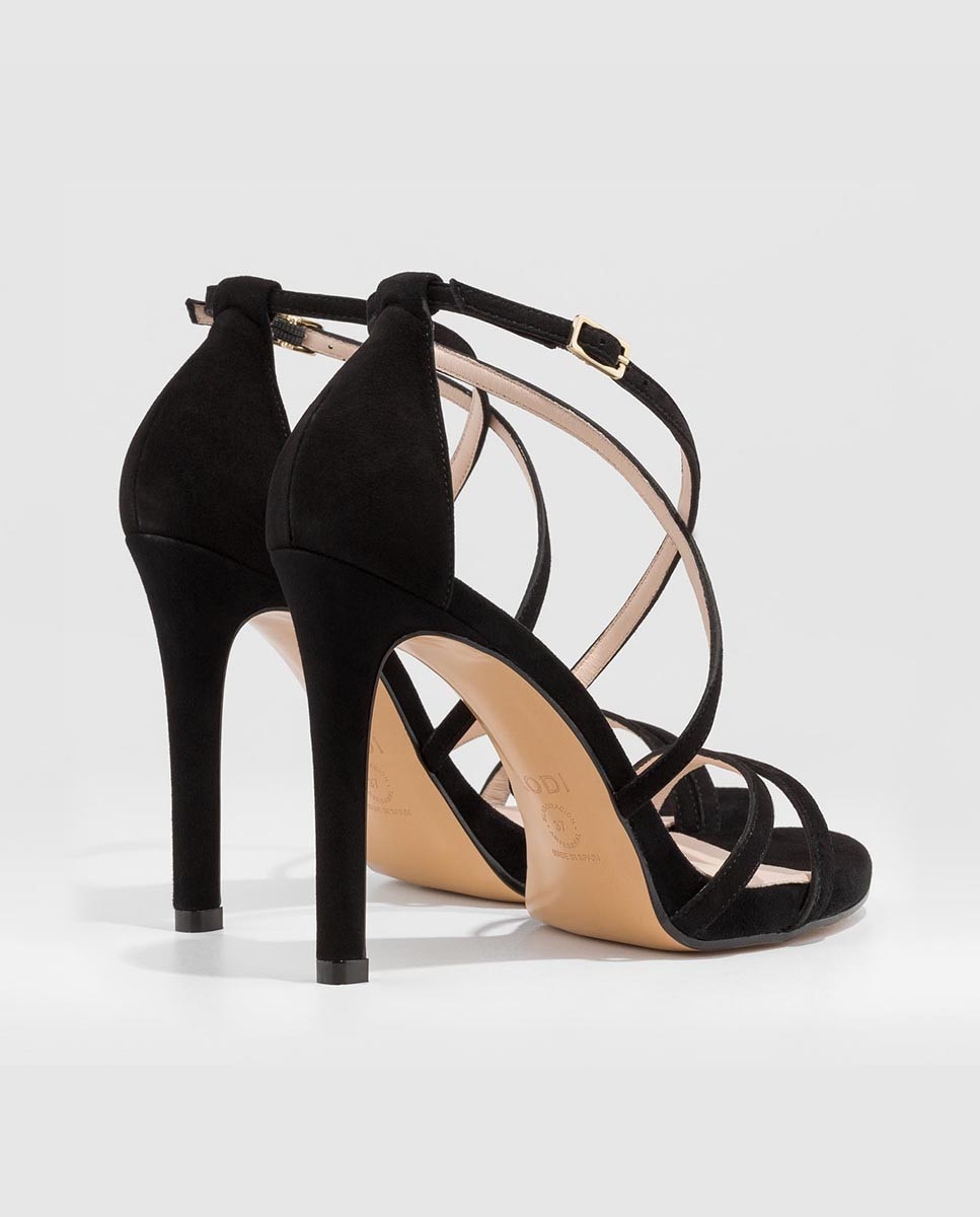 Sandalias de mujer con tacón de tiras finas en ante - Lodi - Negro Negro-2