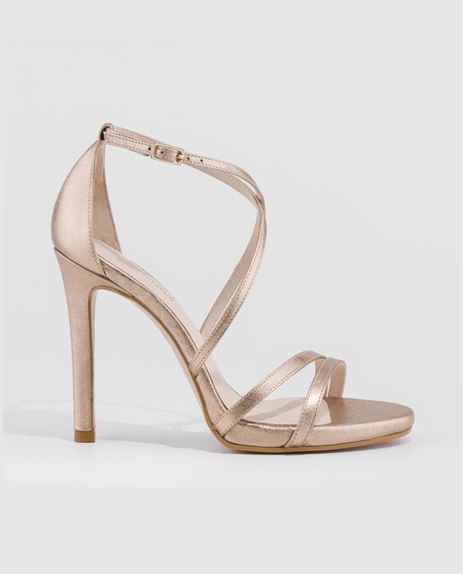 Imagen 0 de Sandalias de mujer con tacón en piel metalizada