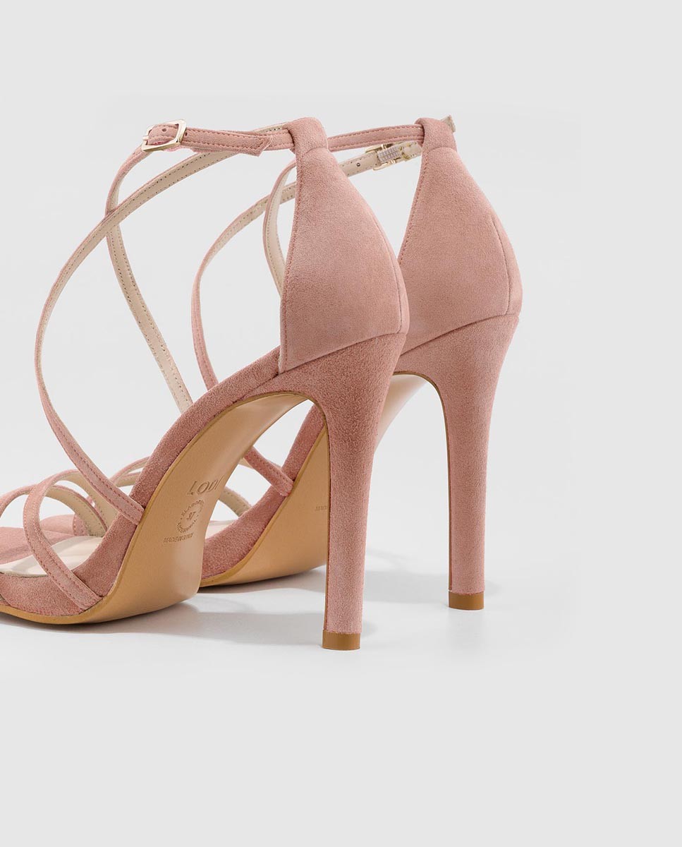 Sandalias de mujer con tacón de tiras finas en ante - Lodi - Rosa claro Rosa claro-2