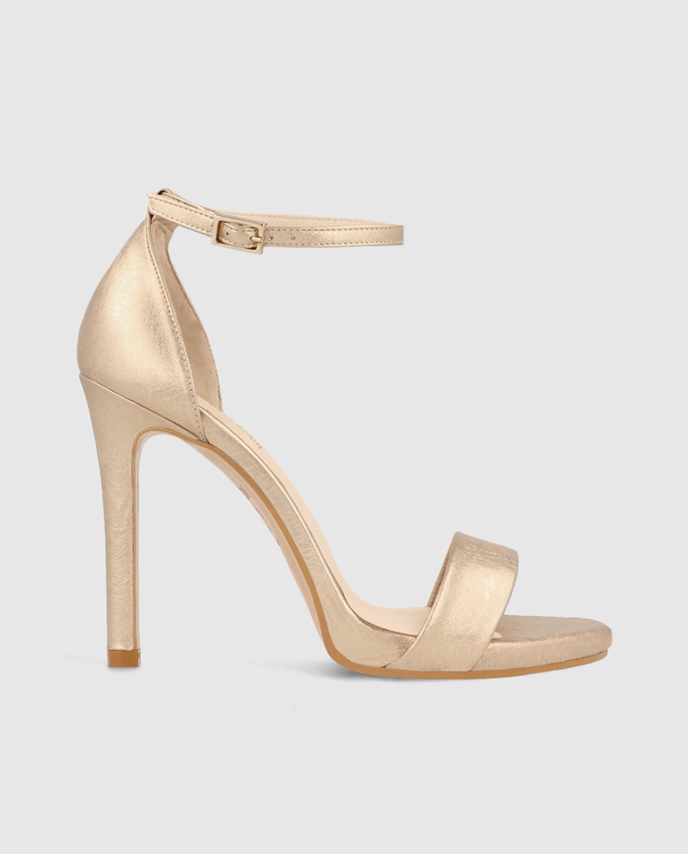 Sandalias de mujer con tacón en piel metalizada - Lodi - Dorado Dorado-1