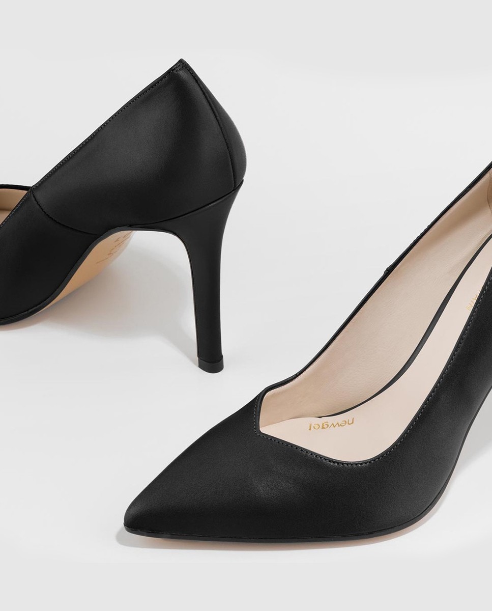 Zapatos de salón de mujer con tacón en piel - Lodi - Negro Negro-4