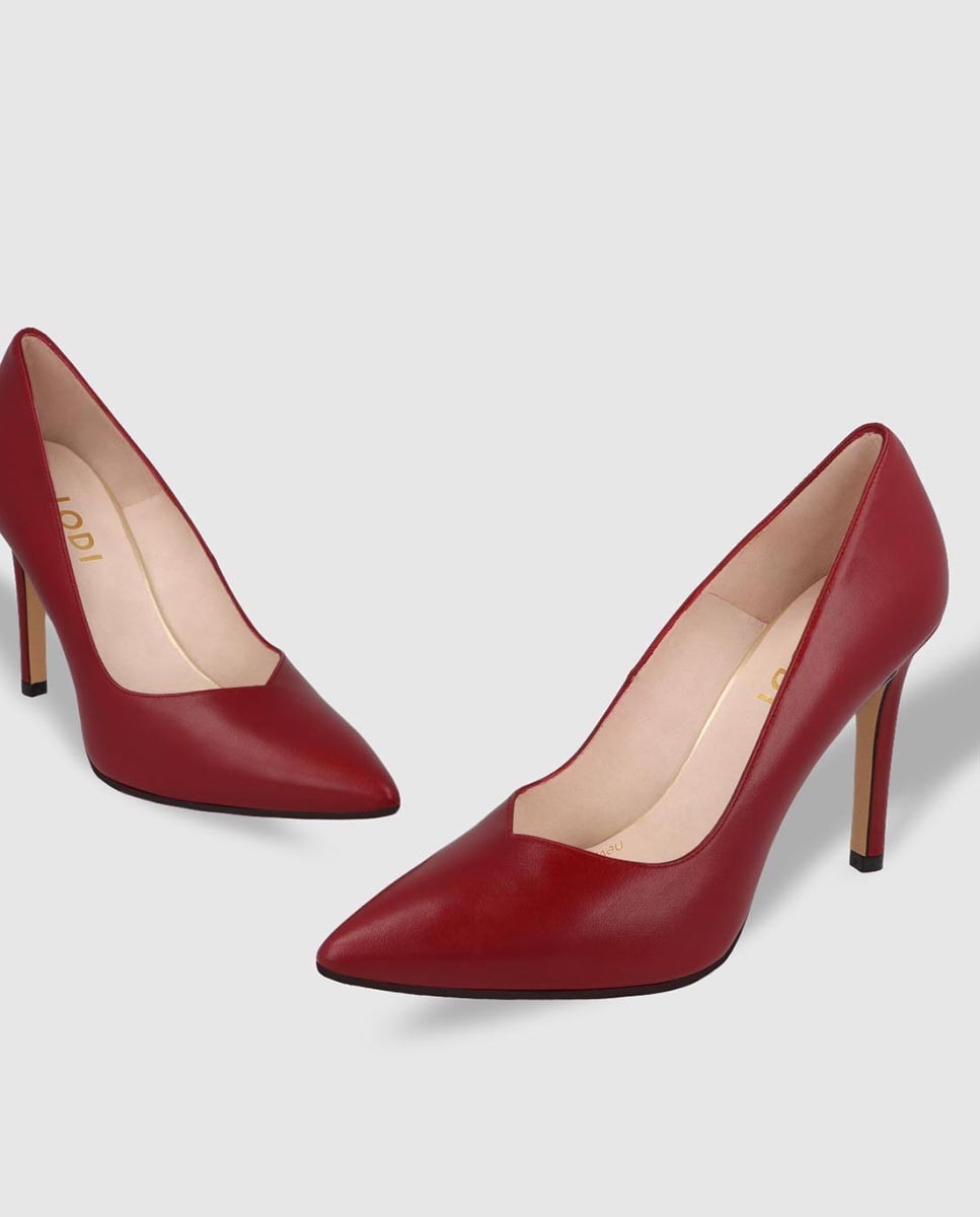 Zapatos de salón de mujer lisos en piel - Lodi - Rojo Rojo-4