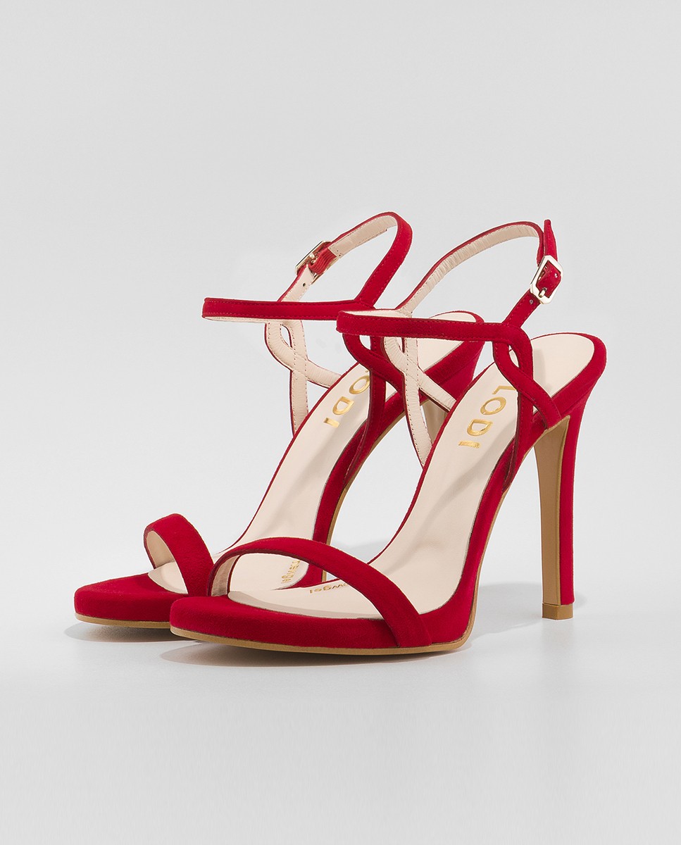 Sandalias de tacón de mujer en ante - Lodi - Rojo Rojo-3