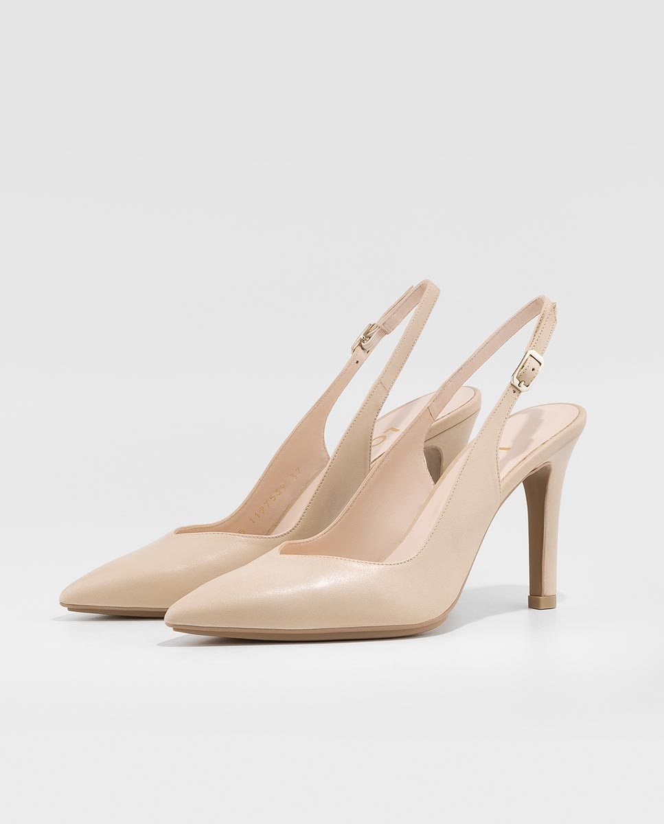 Zapatos de salón destalonados de mujer en piel - Lodi - Beige Beige-3