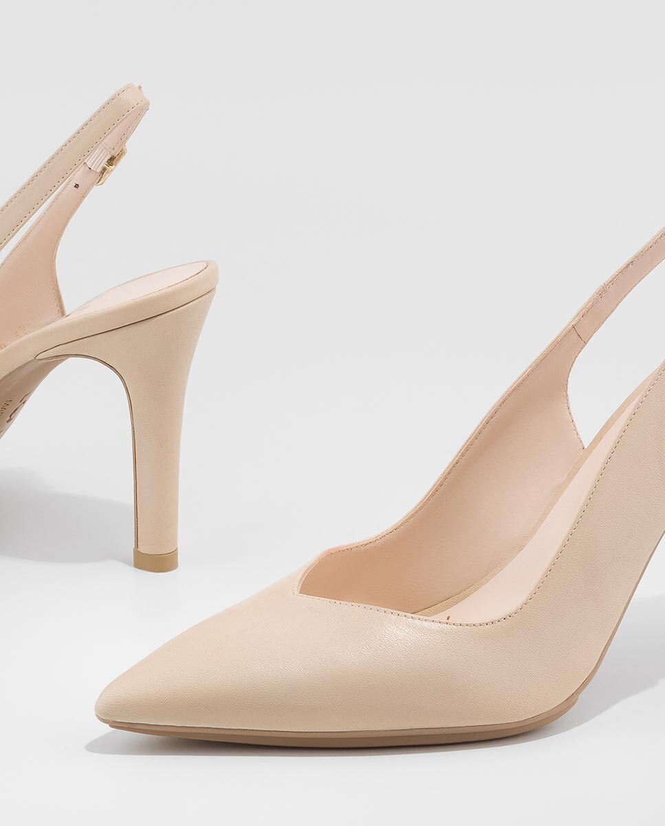 Zapatos de salón destalonados de mujer en piel - Lodi - Beige Beige-4