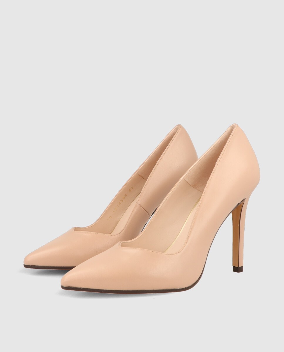 Zapatos de salón de mujer con tacón en piel - Lodi - Beige Beige-2