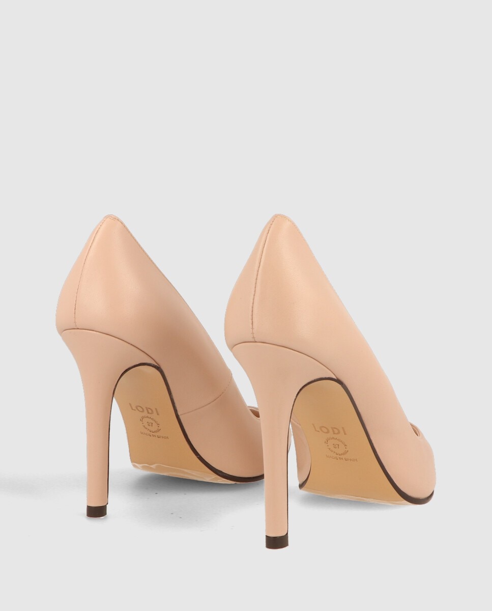 Zapatos de salón de mujer con tacón en piel - Lodi - Beige Beige-4