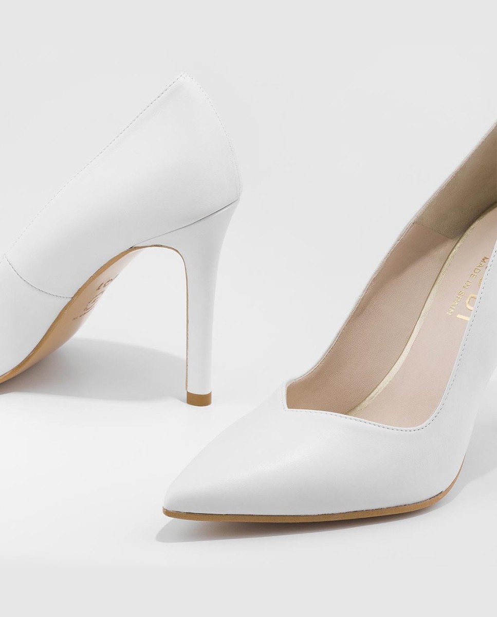 Zapatos de salón de mujer con tacón en piel - Lodi - Blanco Blanco-4
