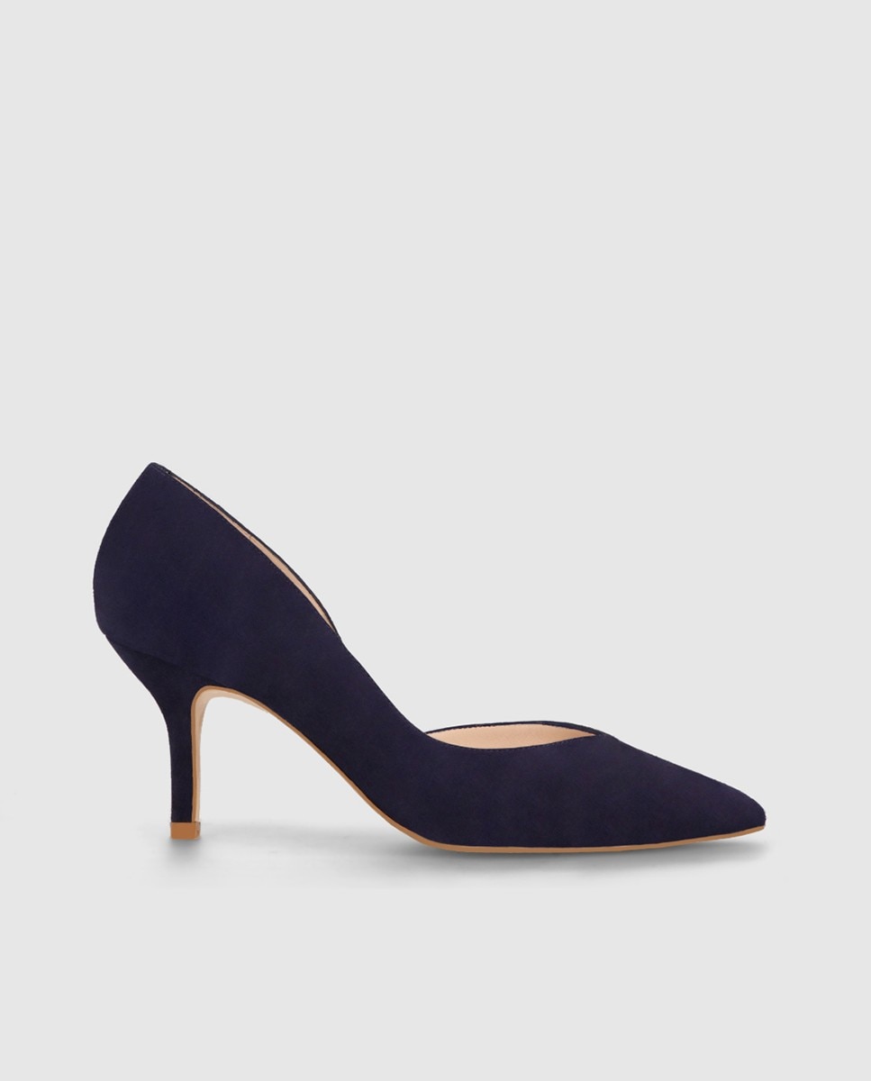 Zapatos de salón de mujer en ante con tacón - Lodi - Azul marino Azul marino-1