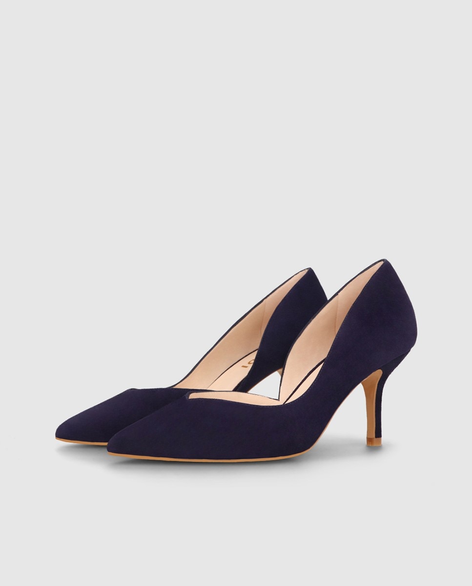 Zapatos de salón de mujer en ante con tacón - Lodi - Azul marino Azul marino-3