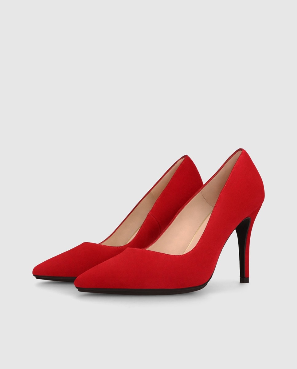 Zapatos de salón de mujer en ante con tacón - Lodi - Rojo Rojo-3