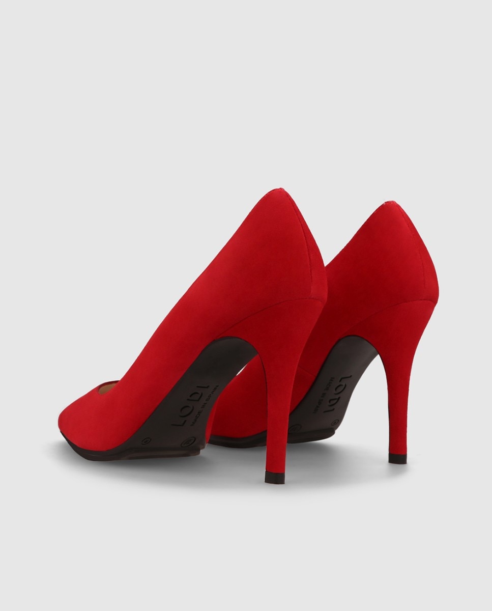 Zapatos de salón de mujer en ante con tacón - Lodi - Rojo Rojo-2