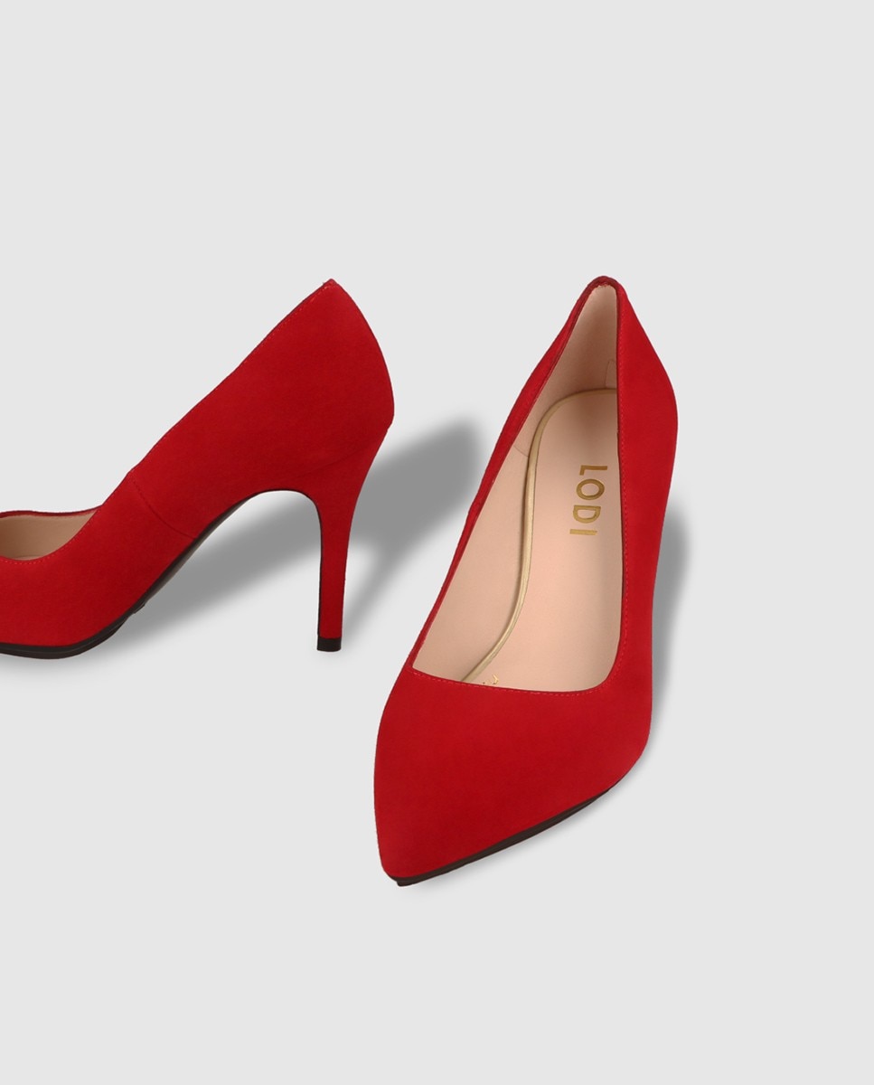 Zapatos de salón de mujer en ante con tacón - Lodi - Rojo Rojo-4