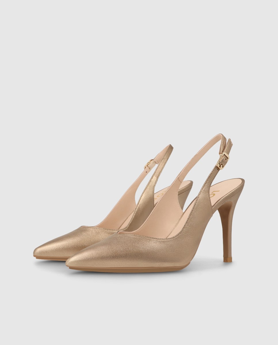 Zapatos de salón destalonados de mujer en piel metalizada - Lodi - Dorado Dorado-3