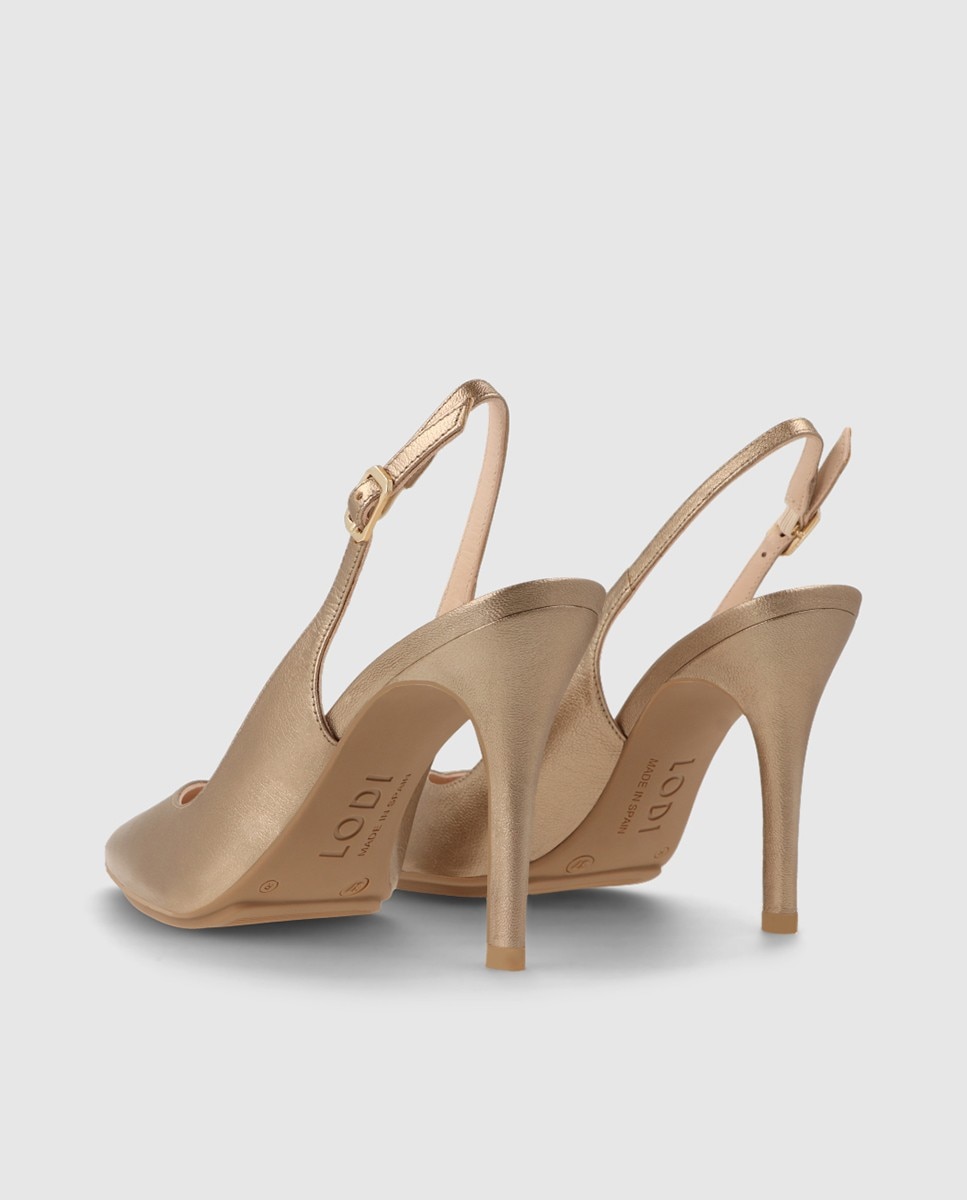 Zapatos de salón destalonados de mujer en piel metalizada - Lodi - Dorado Dorado-2