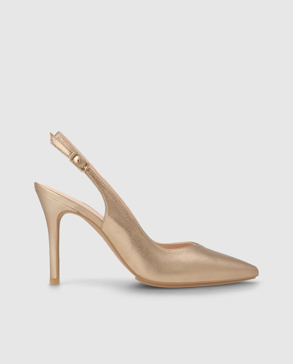 Lodi - Zapatos de salón de mujer destalonados en piel metalizada.