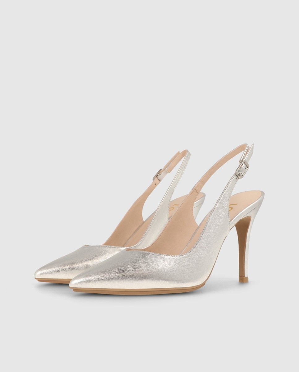 Zapatos de salón destalonados de mujer en piel metalizada - Lodi - Plateado Plateado-3