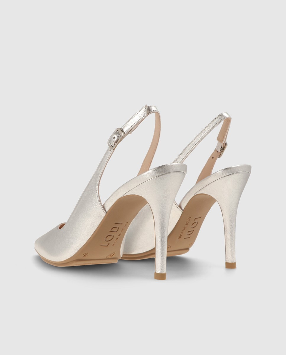 Zapatos de salón destalonados de mujer en piel metalizada - Lodi - Plateado Plateado-2