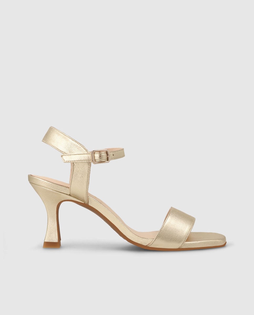 Sandalias con tacón de mujer en piel metalizada - Lodi - Oro Oro-1