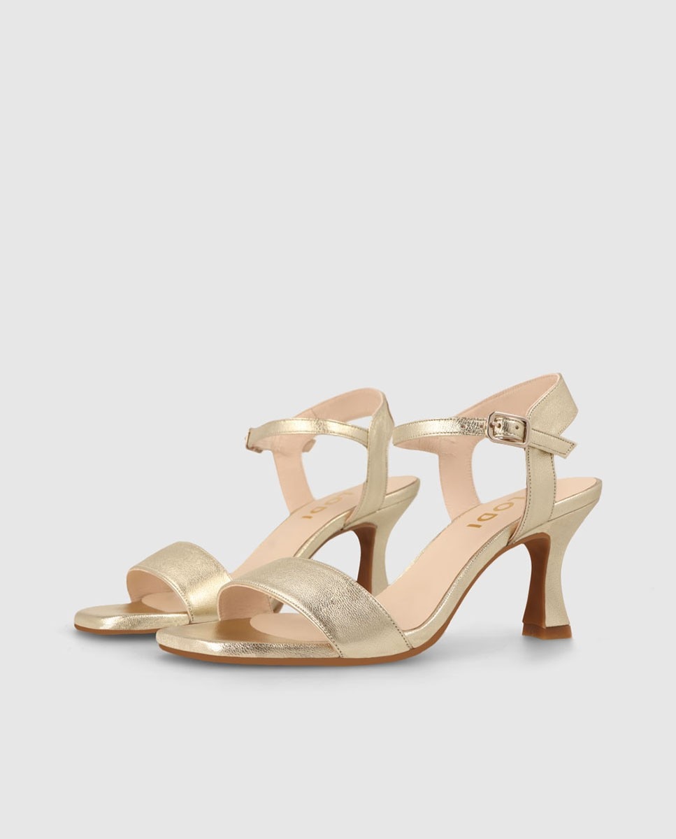 Sandalias con tacón de mujer en piel metalizada - Lodi - Oro Oro-2