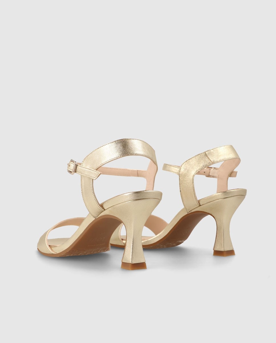 Sandalias con tacón de mujer en piel metalizada - Lodi - Oro Oro-3