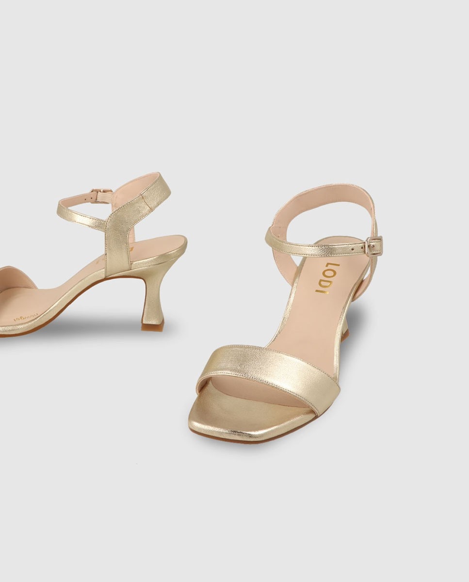 Sandalias con tacón de mujer en piel metalizada - Lodi - Oro Oro-4