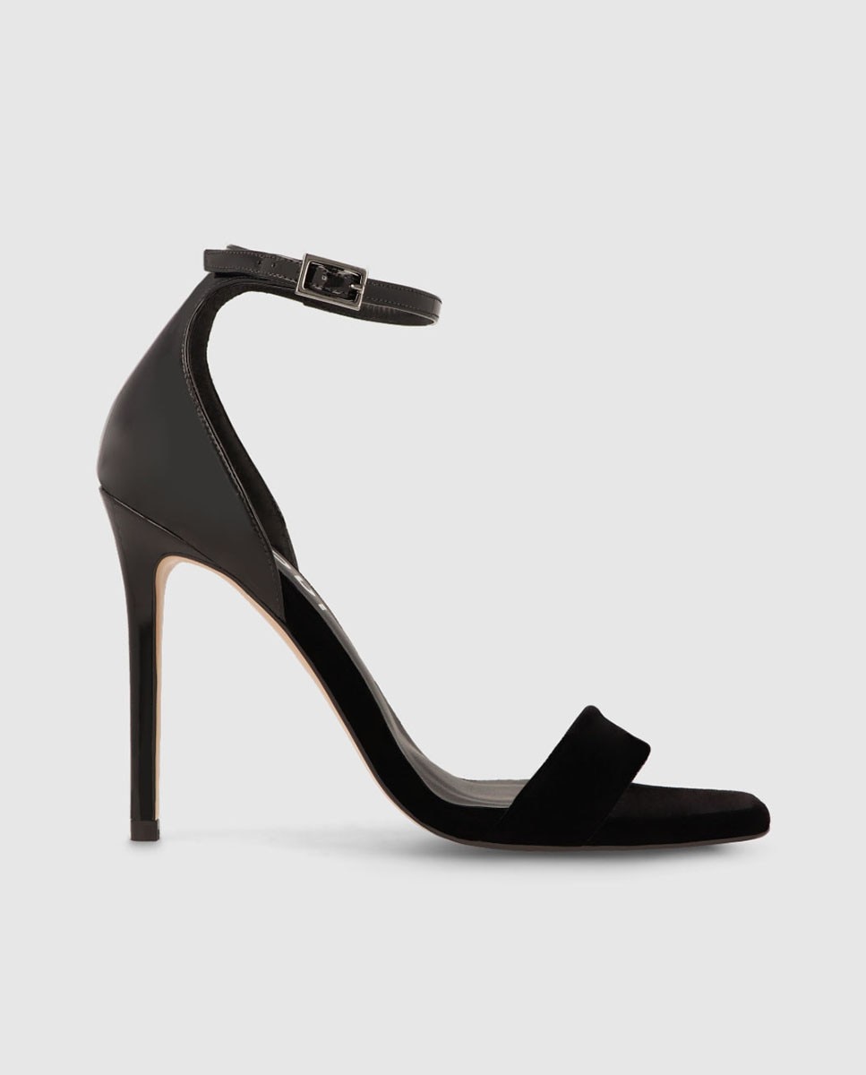 Sandalias de tacón de mujer combinadas en terciopelo y charol - Lodi - Negro Negro-1