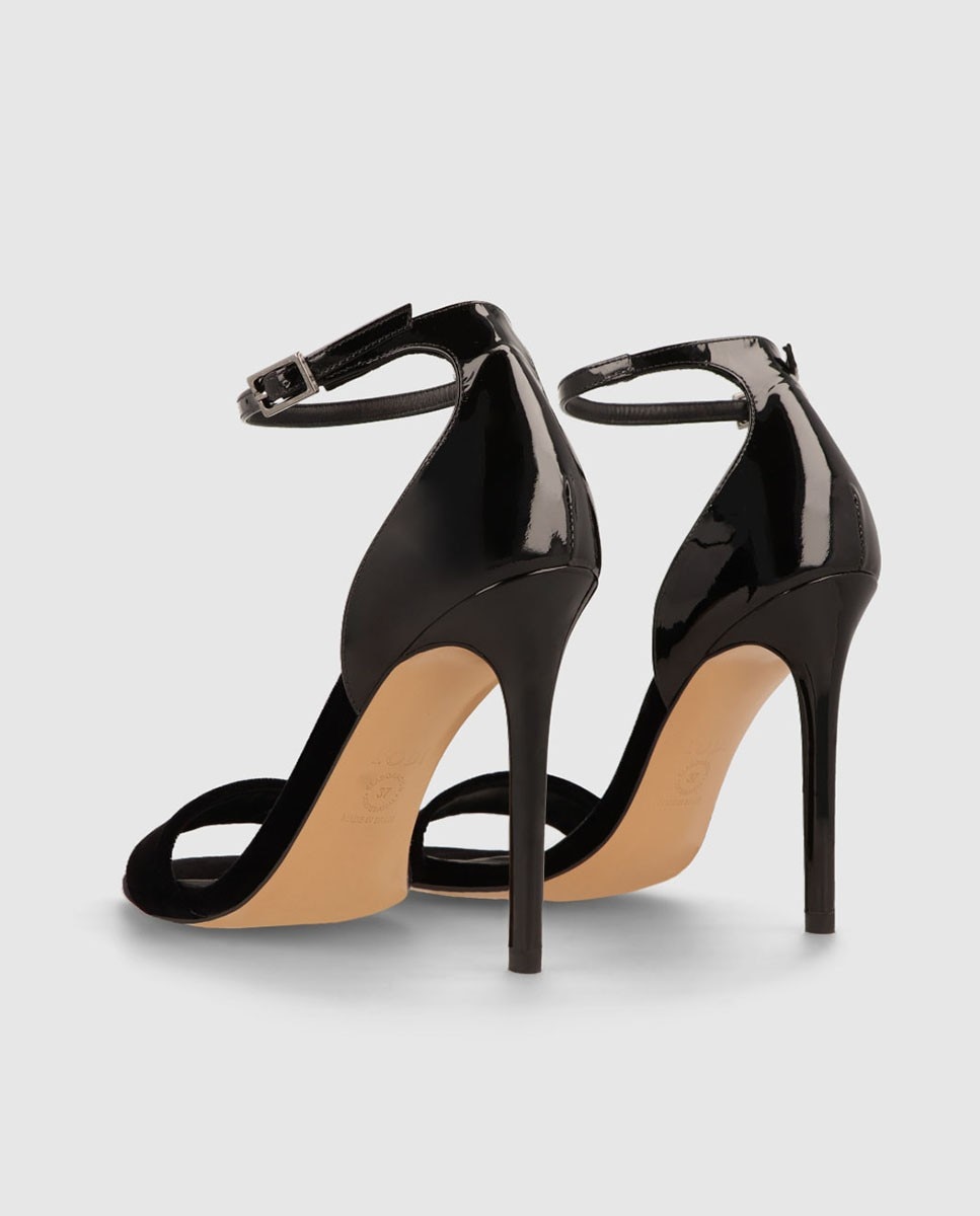 Sandalias de tacón de mujer combinadas en terciopelo y charol - Lodi - Negro Negro-2