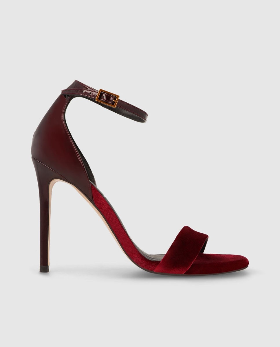 Sandalias de tacón de mujer combinadas en terciopelo y charol - Lodi - Burdeos Burdeos-1