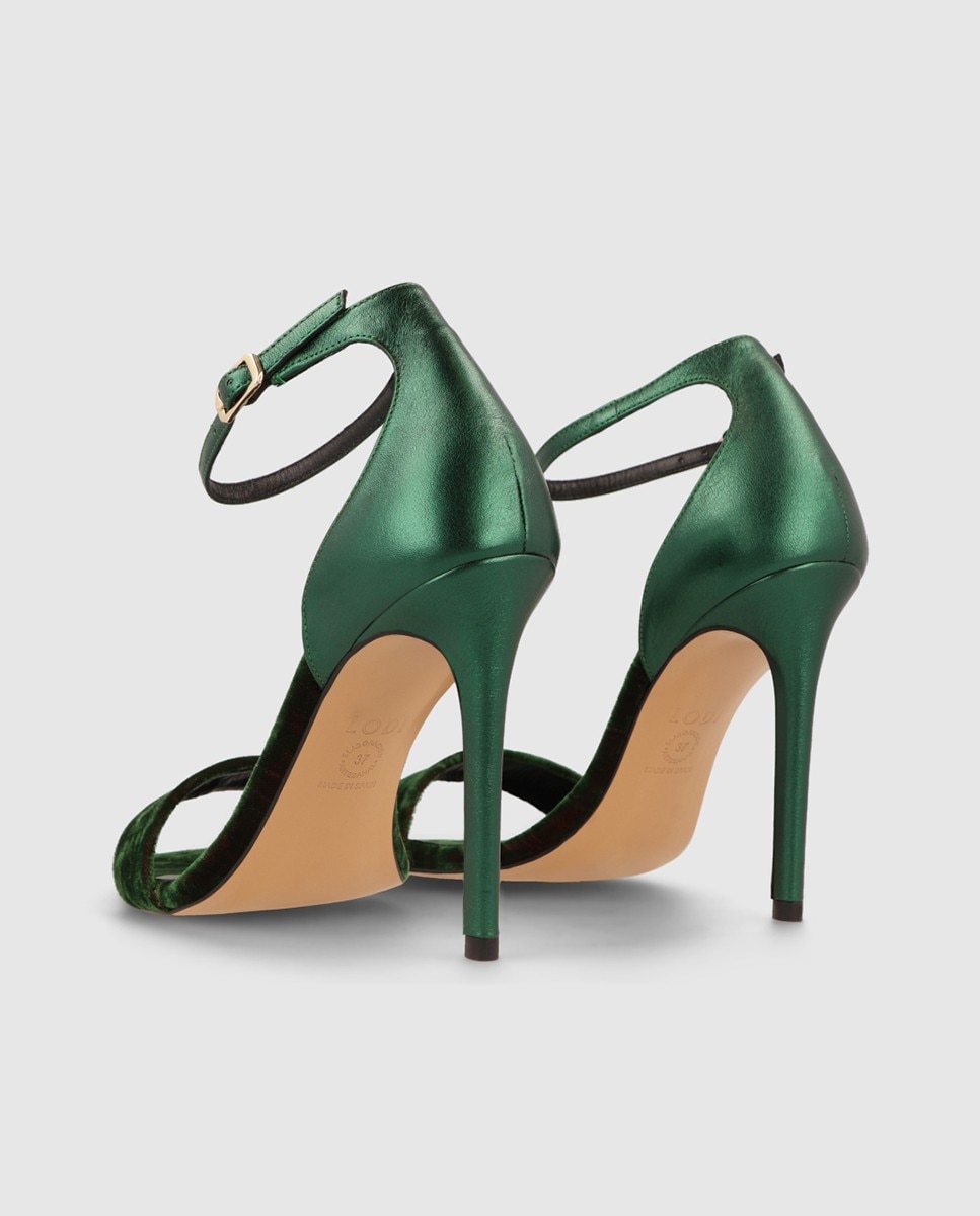 Sandalias de tacón de mujer combinadas en terciopelo y piel - Lodi - Verde Verde-2