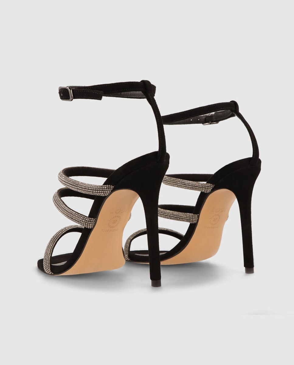 Sandalias de tacón de mujer en ante y tiras joya - Lodi - Negro Negro-3