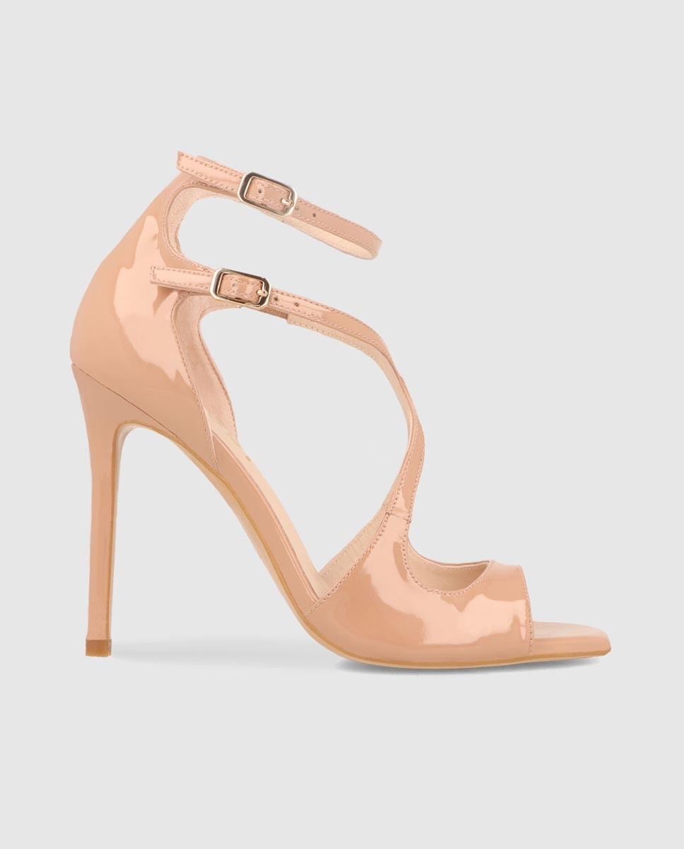 Sandalias de mujer con tacón en charol - Lodi - Beige Beige-1