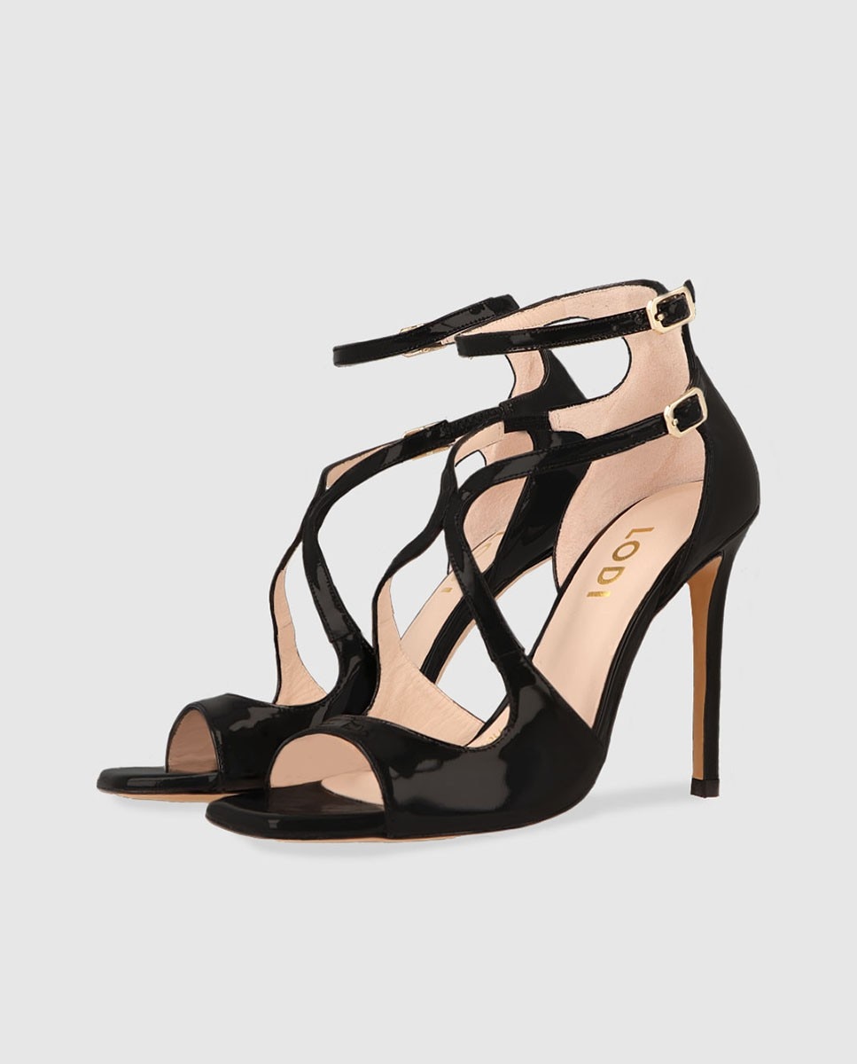 Sandalias de mujer con tacón en charol - Lodi - Negro Negro-4