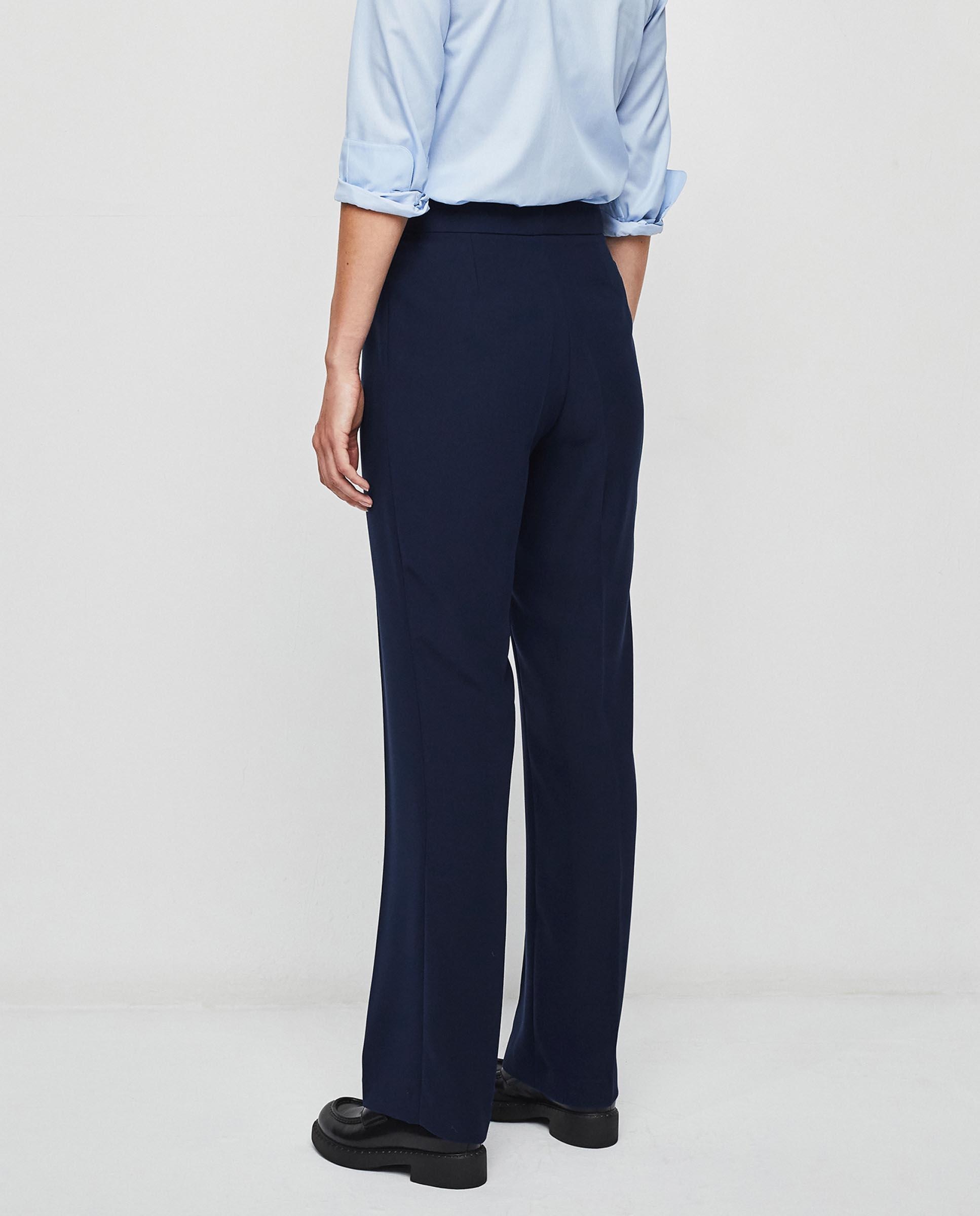 Pantalón recto de mujer de vestir con bolsillos laterales - Mirto - Azul marino Azul marino-2