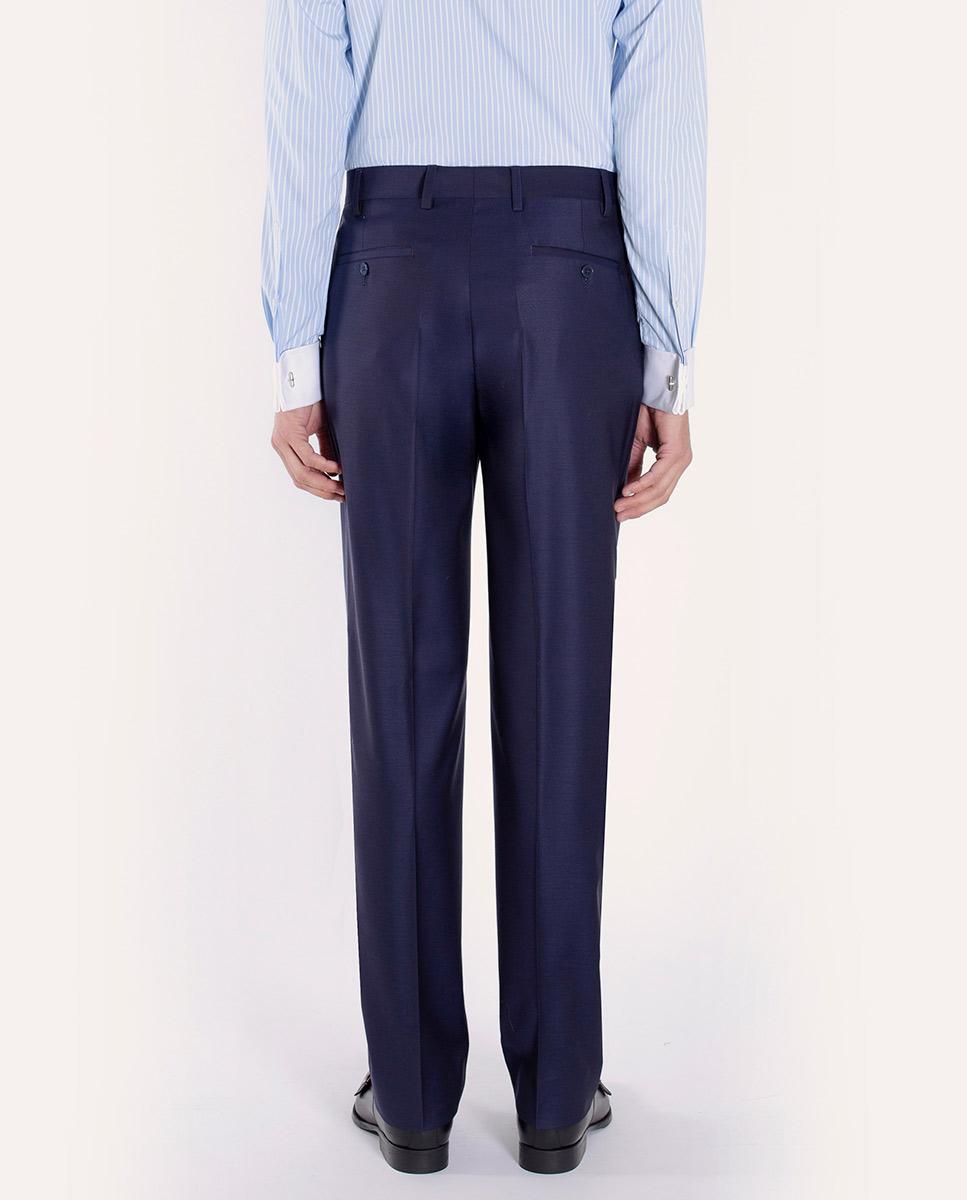 Pantalón recto de hombre de vestir de 100% lana - Mirto - Azul marino Azul marino-2
