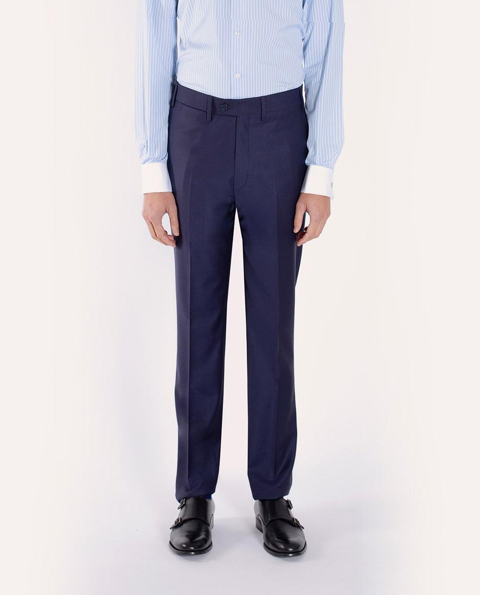 Pantalón recto de hombre de vestir de 100% lana - Mirto - Azul marino Azul marino-3