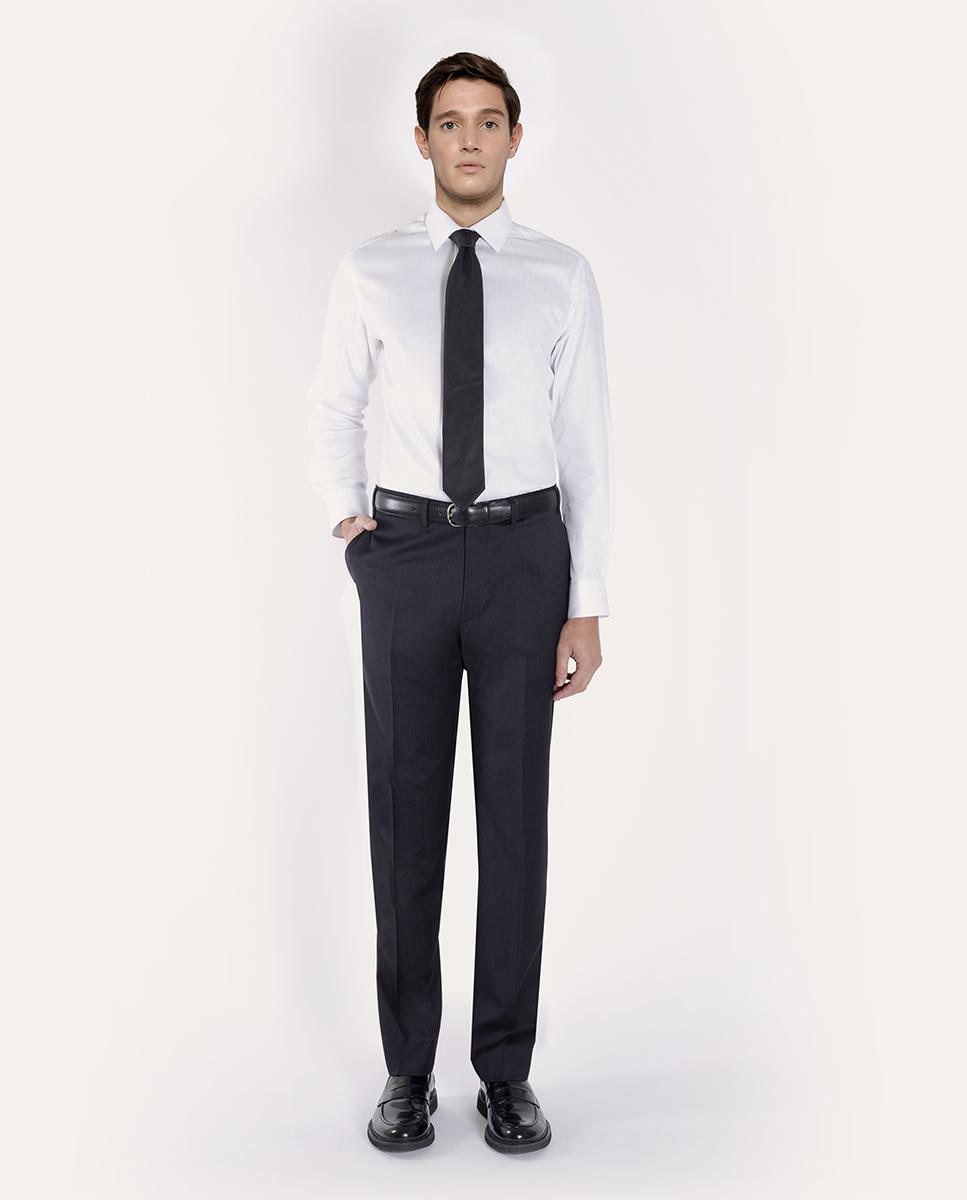 Pantalón recto de hombre de vestir de 100% lana - Mirto - Gris oscuro Gris oscuro-1