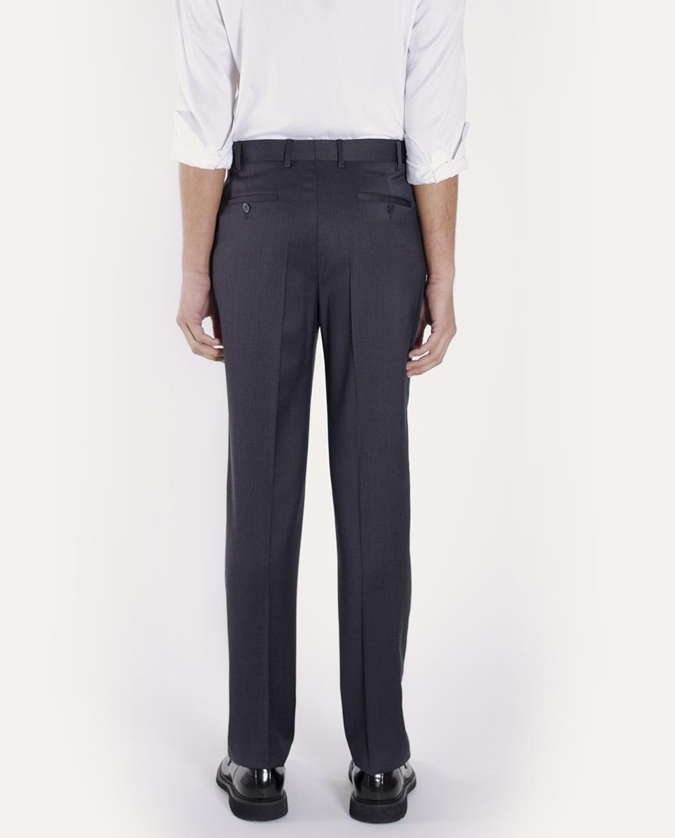 Pantalón recto de hombre de vestir de 100% lana - Mirto - Gris oscuro Gris oscuro-2