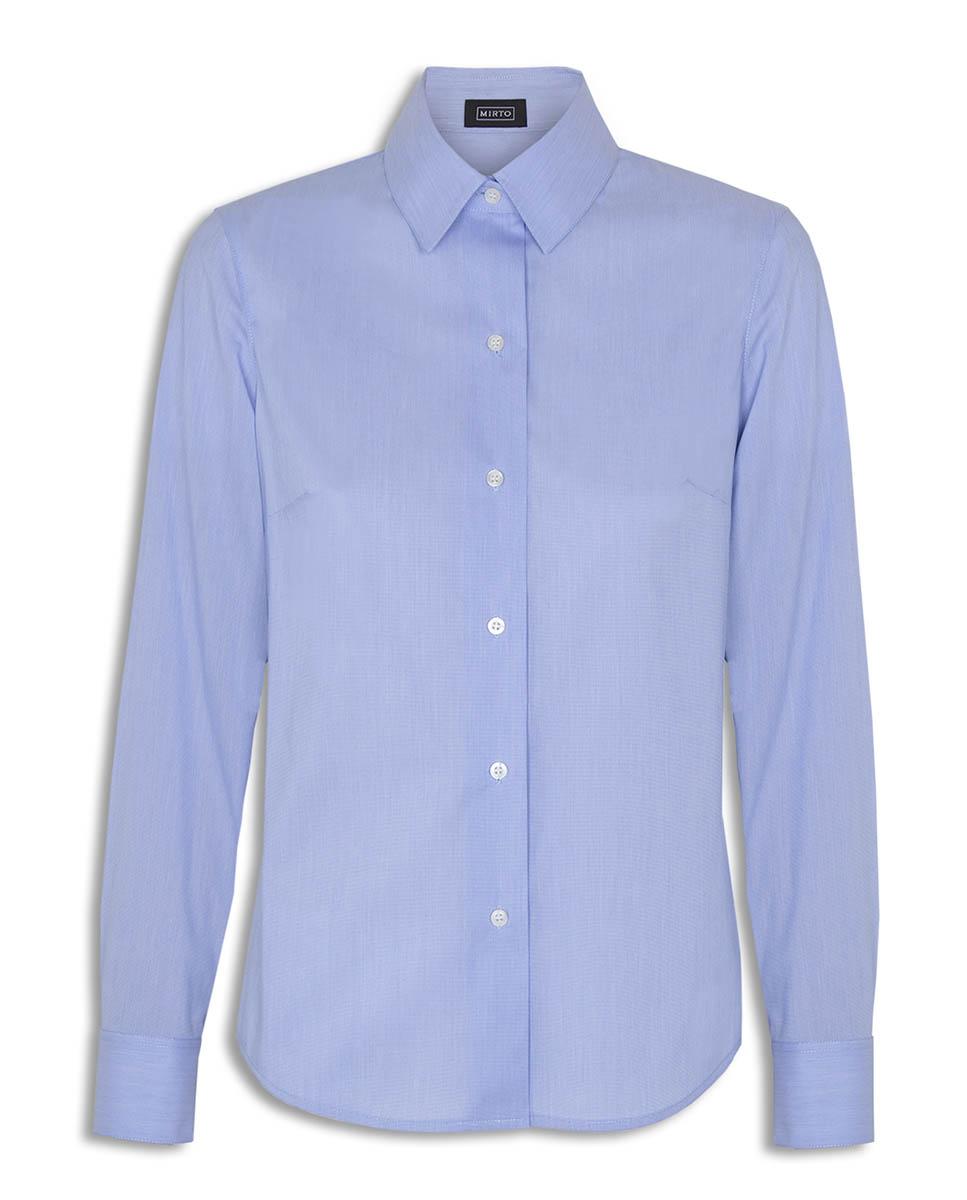 Camisa de mujer básica de manga larga - Mirto - Azul claro Azul claro-4