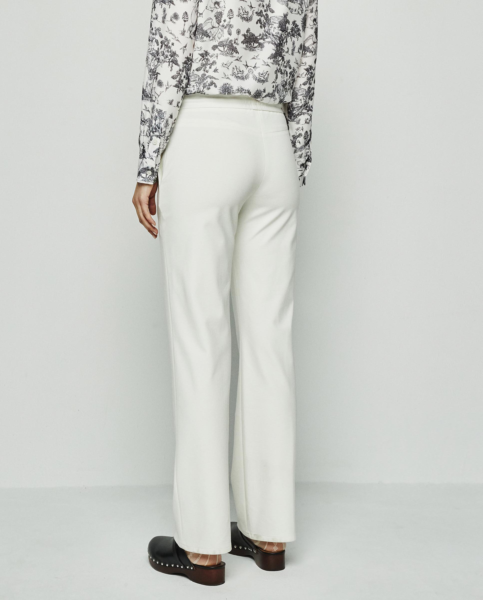 Pantalón recto de mujer stretch con cinturilla elástica - Mirto - Blanco Blanco-2