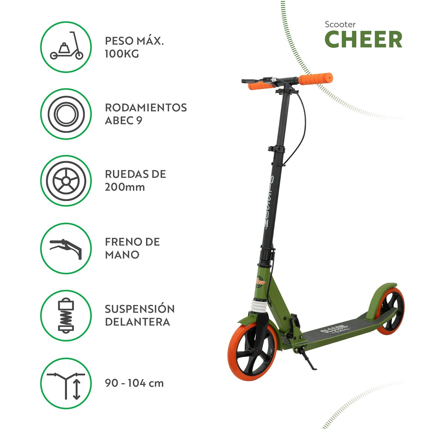 Patinete infantil Olsson Cheer 200mm - Verde Verde-2