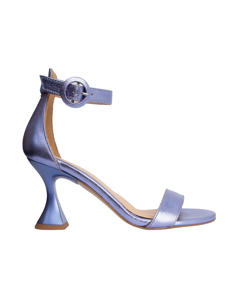 Sandalias de tacón de mujer de piel con hebilla