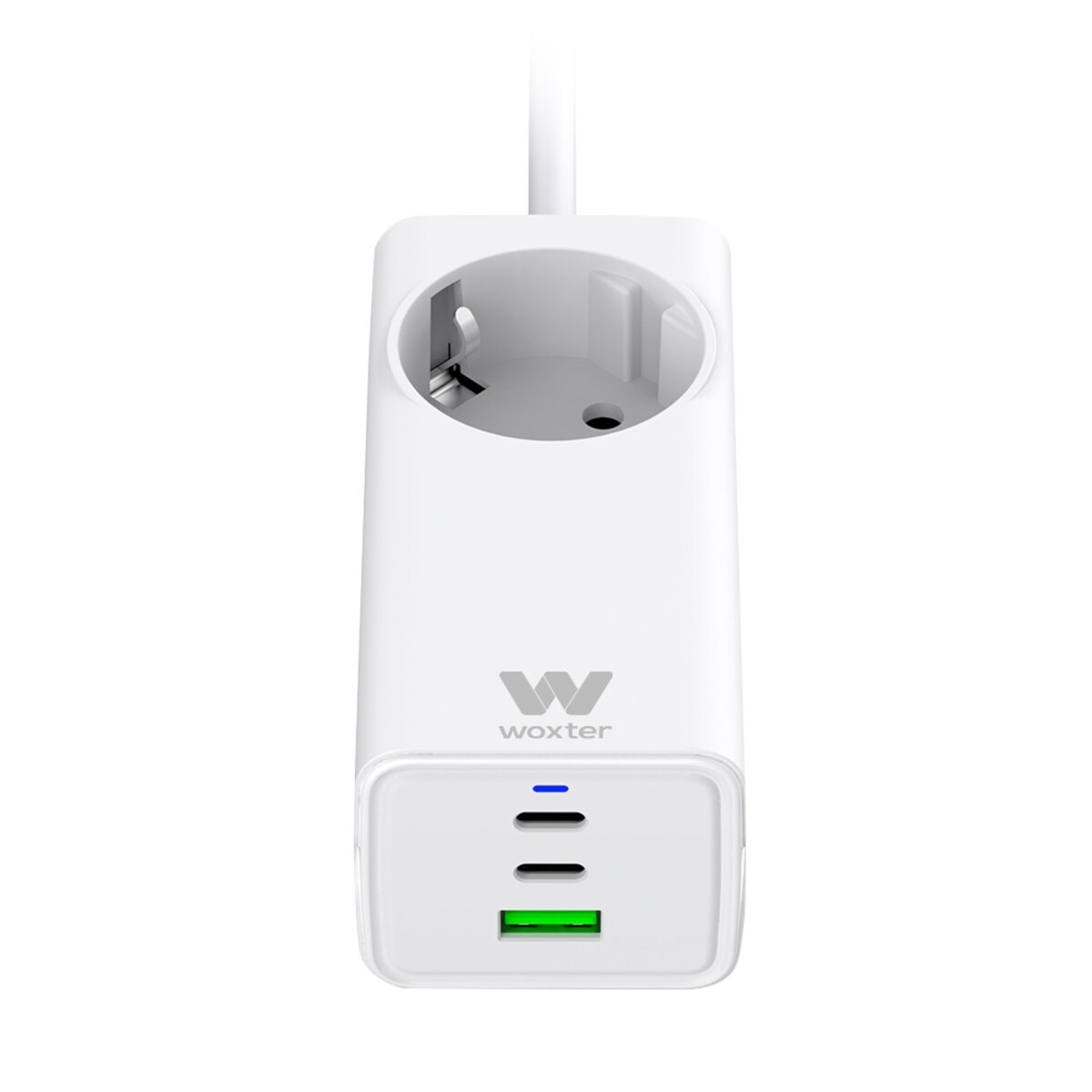 Alargador Schuko Woxter 3PORT 1 USBA + 3C Blanco Blanco-2