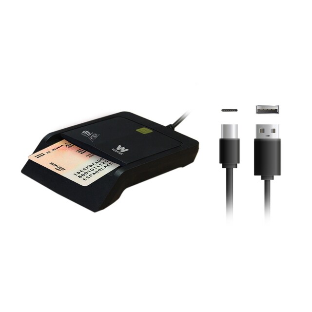 Imagen 0 de Lector DNI Electrónico Woxter, Lector DNIe USB C + Adaptador USBC a USB A Negro