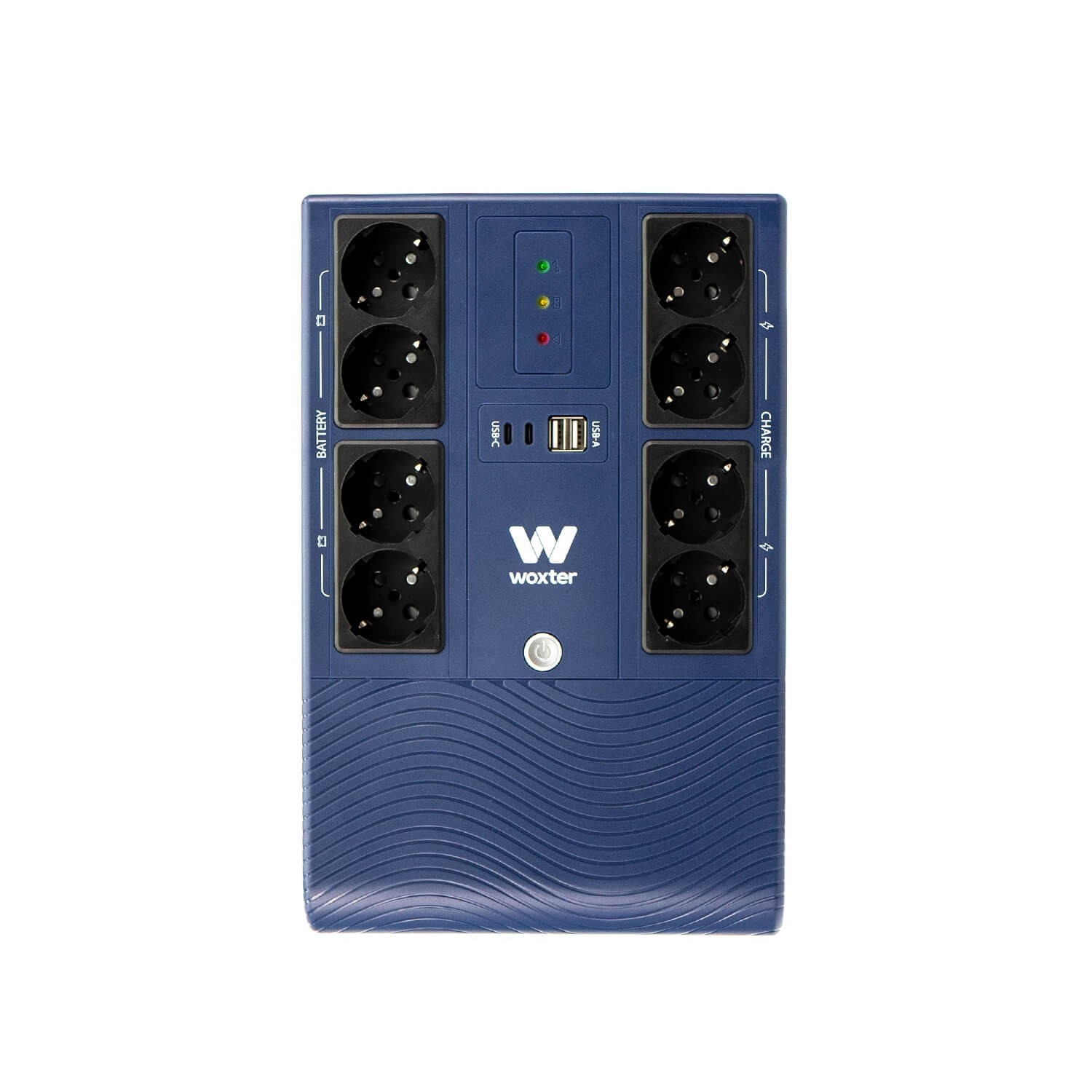 Sistema SAI Woxter Multibase 800VA, 8 tomas Schuko, batería de 12V/7Ah - Azul Azul-2