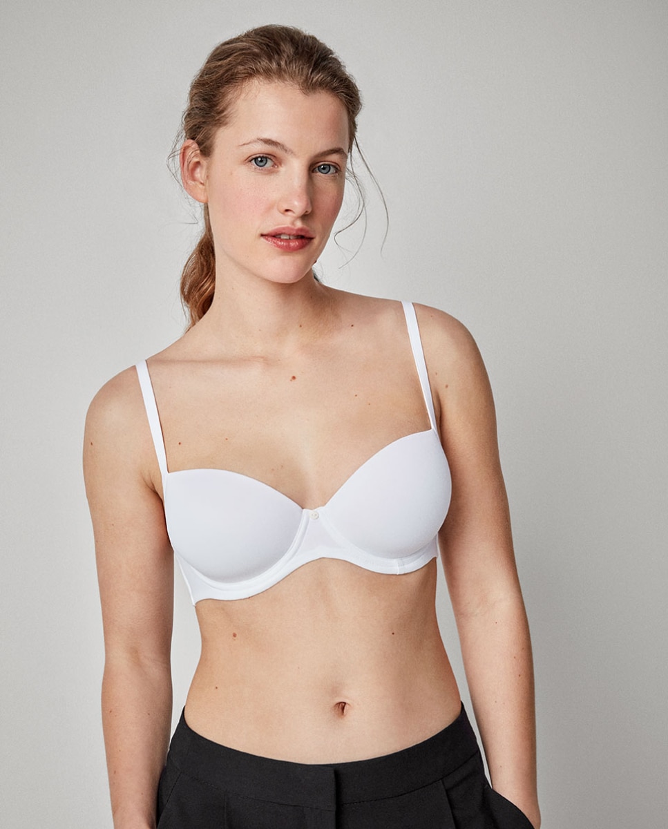 Sujetador de mujer de capacidad con aro y foam - Gisela - Blanco Blanco-1